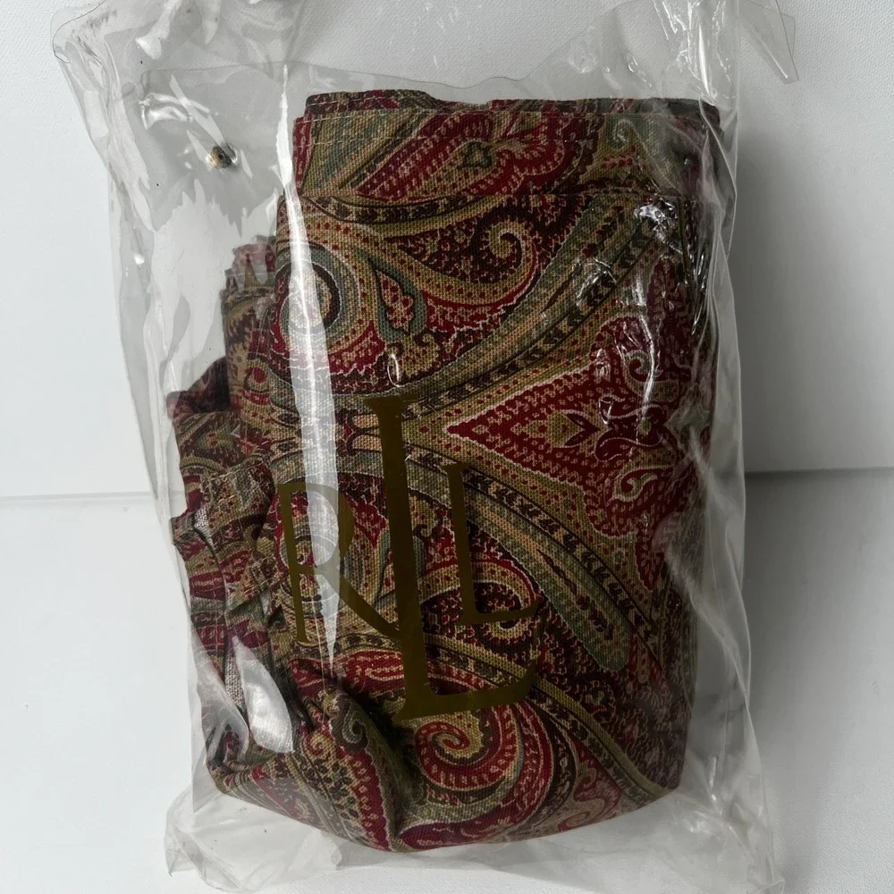 Lauren Ralph Lauren Paisley Tablecloth Burgundy Green Gold Rectangular 104x60